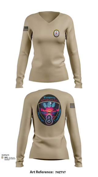 Womens Long Sleeve Vneck Shirt, USS Bougainville CPO, , Teamtime, Team time, sublimation, custom sports apparel, team uniforms, spirit wear, spiritwear, sports uniforms, custom shirts, team store, custom team store, fundraiser sports, apparel fundraiser