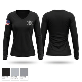 Womens Long Sleeve Vneck Shirt, Whatcom County Sheriff’s Office, Police, Teamtime, Team time, sublimation, custom sports apparel, team uniforms, spirit wear, spiritwear, sports uniforms, custom shirts, team store, custom team store, fundraiser sports, apparel fundraiser