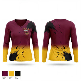 Womens Long Sleeve Vneck Shirt, Walsh Jesuit, Swimming, Teamtime, Team time, sublimation, custom sports apparel, team uniforms, spirit wear, spiritwear, sports uniforms, custom shirts, team store, custom team store, fundraiser sports, apparel fundraiser