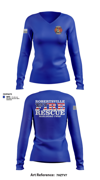 Womens Long Sleeve Vneck Shirt, Robertsville Fire, Fire Department, Teamtime, Team time, sublimation, custom sports apparel, team uniforms, spirit wear, spiritwear, sports uniforms, custom shirts, team store, custom team store, fundraiser sports, apparel fundraiser
