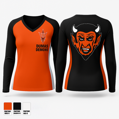 Dumas Demons 614182 Women's Long Sleeve V-neck Shirt - 1