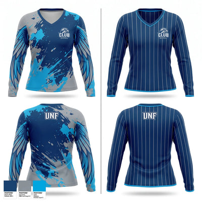UNF Club Baseball Women's Long Sleeve V-neck Shirt - 1