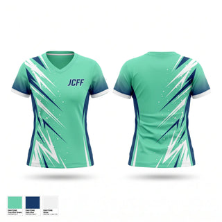 Womens Short Sleeve Vneck Shirt, JCFF, Spirit Store, Teamtime, Team time, sublimation, custom sports apparel, team uniforms, spirit wear, spiritwear, sports uniforms, custom shirts, team store, custom team store, fundraiser sports, apparel fundraiser