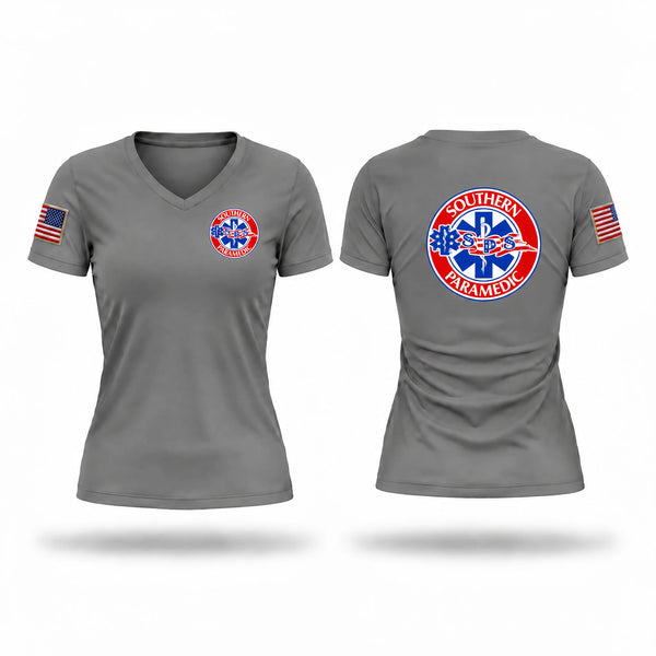 Womens Short Sleeve Vneck Shirt, Southern Paramedics Services, EMS/EMT, Teamtime, Team time, sublimation, custom sports apparel, team uniforms, spirit wear, spiritwear, sports uniforms, custom shirts, team store, custom team store, fundraiser sports, apparel fundraiser