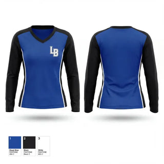 Womens Long Sleeve Vneck Shirt, Legacy, Baseball, Teamtime, Team time, sublimation, custom sports apparel, team uniforms, spirit wear, spiritwear, sports uniforms, custom shirts, team store, custom team store, fundraiser sports, apparel fundraiser