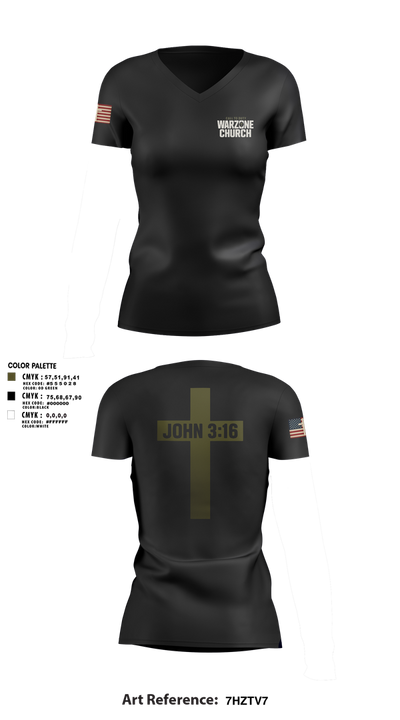 Warzone Church 33151394 Women's Short Sleeve V-neck Shirt - 3