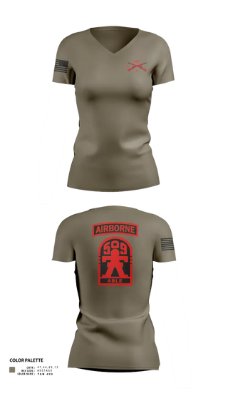 Womens Short Sleeve Vneck Shirt, 3-509th Parachute Infantry BN Able Nation, , Teamtime, Team time, sublimation, custom sports apparel, team uniforms, spirit wear, spiritwear, sports uniforms, custom shirts, team store, custom team store, fundraiser sports, apparel fundraiser