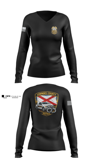 Womens Long Sleeve Vneck Shirt, Lowndes County Sheriff’s, Police, Teamtime, Team time, sublimation, custom sports apparel, team uniforms, spirit wear, spiritwear, sports uniforms, custom shirts, team store, custom team store, fundraiser sports, apparel fundraiser