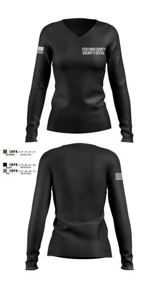 Womens Long Sleeve Vneck Shirt, Stafford County Sheriff’s Office, Police, Teamtime, Team time, sublimation, custom sports apparel, team uniforms, spirit wear, spiritwear, sports uniforms, custom shirts, team store, custom team store, fundraiser sports, apparel fundraiser