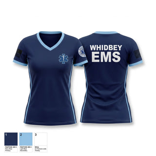 Womens Short Sleeve Vneck Shirt, Whidbey Island EMS, EMS/EMT, Teamtime, Team time, sublimation, custom sports apparel, team uniforms, spirit wear, spiritwear, sports uniforms, custom shirts, team store, custom team store, fundraiser sports, apparel fundraiser