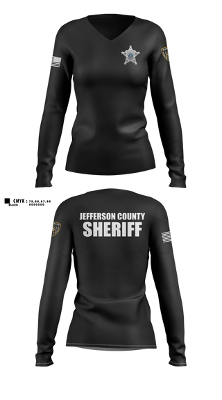 Womens Long Sleeve Vneck Shirt, Jefferson County Sheriff's Office, Police, Teamtime, Team time, sublimation, custom sports apparel, team uniforms, spirit wear, spiritwear, sports uniforms, custom shirts, team store, custom team store, fundraiser sports, apparel fundraiser
