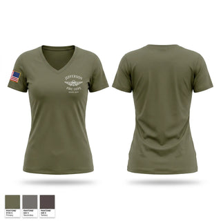 Womens Short Sleeve Vneck Shirt, Jefferson vol Fire Dept, Fire Department, Teamtime, Team time, sublimation, custom sports apparel, team uniforms, spirit wear, spiritwear, sports uniforms, custom shirts, team store, custom team store, fundraiser sports, apparel fundraiser