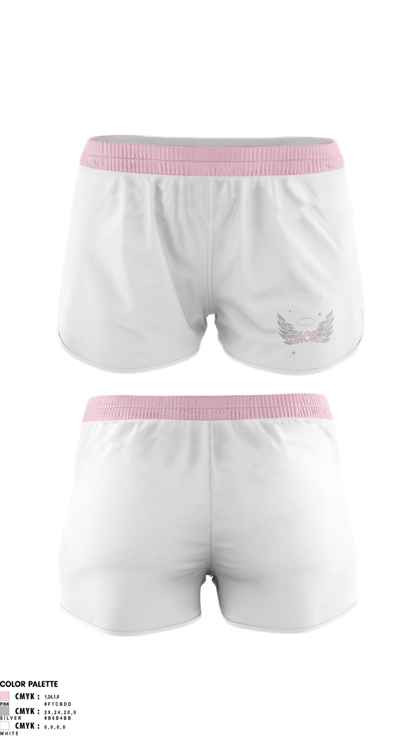 Womens Shorts, ACE Angel CHEER Elite, Cheer, Teamtime, Team time, sublimation, custom sports apparel, team uniforms, spirit wear, spiritwear, sports uniforms, custom shirts, team store, custom team store, fundraiser sports, apparel fundraiser