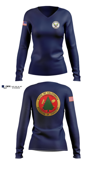 Womens Long Sleeve Vneck Shirt, CALFIRE Rainbow Fire Center, Fire Department, Teamtime, Team time, sublimation, custom sports apparel, team uniforms, spirit wear, spiritwear, sports uniforms, custom shirts, team store, custom team store, fundraiser sports, apparel fundraiser