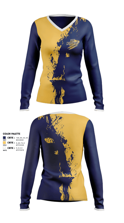 Lady wolverines 18978439 Women's Long Sleeve V-neck Shirt - 1