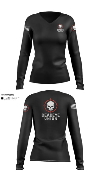 Womens Long Sleeve Vneck Shirt, DEADEYE UNION, , Teamtime, Team time, sublimation, custom sports apparel, team uniforms, spirit wear, spiritwear, sports uniforms, custom shirts, team store, custom team store, fundraiser sports, apparel fundraiser