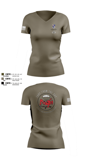 Womens Short Sleeve Vneck Shirt, CCo, 1-508PIR (OG), Army, Teamtime, Team time, sublimation, custom sports apparel, team uniforms, spirit wear, spiritwear, sports uniforms, custom shirts, team store, custom team store, fundraiser sports, apparel fundraiser