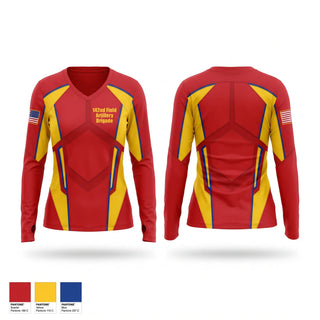 Womens Long Sleeve Vneck Shirt, 142nd Field Artillery Brigade, Army, Teamtime, Team time, sublimation, custom sports apparel, team uniforms, spirit wear, spiritwear, sports uniforms, custom shirts, team store, custom team store, fundraiser sports, apparel fundraiser
