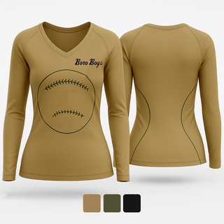 Womens Long Sleeve Vneck Shirt, Boro Boys, Baseball, Teamtime, Team time, sublimation, custom sports apparel, team uniforms, spirit wear, spiritwear, sports uniforms, custom shirts, team store, custom team store, fundraiser sports, apparel fundraiser
