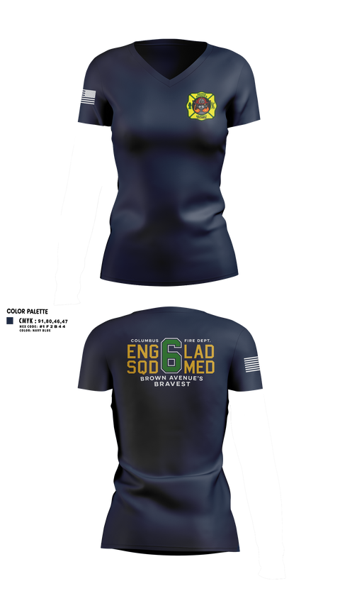 Womens Short Sleeve Vneck Shirt, Station 6, Fire Department, Teamtime, Team time, sublimation, custom sports apparel, team uniforms, spirit wear, spiritwear, sports uniforms, custom shirts, team store, custom team store, fundraiser sports, apparel fundraiser