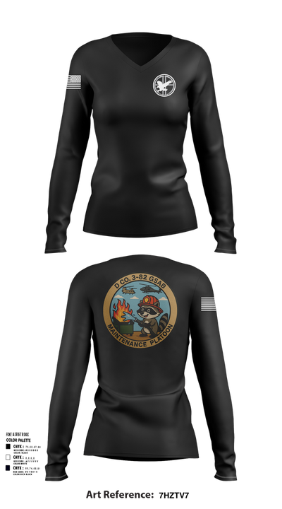 D Co 3-82 GSAB Maintenance Platoon 61791905 Women's Long Sleeve V-neck Shirt - 103