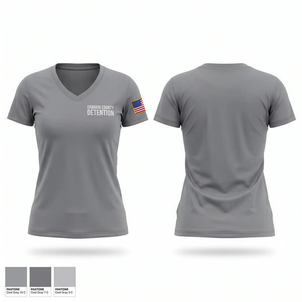 Womens Short Sleeve Vneck Shirt, Graham County Detention, Police, Teamtime, Team time, sublimation, custom sports apparel, team uniforms, spirit wear, spiritwear, sports uniforms, custom shirts, team store, custom team store, fundraiser sports, apparel fundraiser