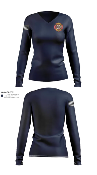 Womens Long Sleeve Vneck Shirt, Cherrydale Volunteer Fire Department, , Teamtime, Team time, sublimation, custom sports apparel, team uniforms, spirit wear, spiritwear, sports uniforms, custom shirts, team store, custom team store, fundraiser sports, apparel fundraiser