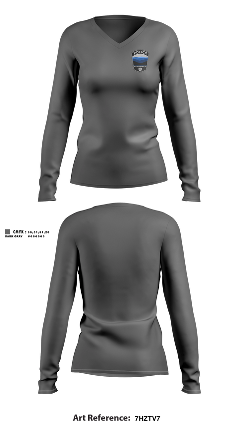 Womens Long Sleeve Vneck Shirt, Rocky Mount Police Department, Police, Teamtime, Team time, sublimation, custom sports apparel, team uniforms, spirit wear, spiritwear, sports uniforms, custom shirts, team store, custom team store, fundraiser sports, apparel fundraiser