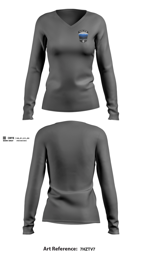 Womens Long Sleeve Vneck Shirt, Rocky Mount Police Department, Police, Teamtime, Team time, sublimation, custom sports apparel, team uniforms, spirit wear, spiritwear, sports uniforms, custom shirts, team store, custom team store, fundraiser sports, apparel fundraiser