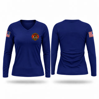 Womens Long Sleeve Vneck Shirt, Sequatchie Vol. Fire Dept., Fire Department, Teamtime, Team time, sublimation, custom sports apparel, team uniforms, spirit wear, spiritwear, sports uniforms, custom shirts, team store, custom team store, fundraiser sports, apparel fundraiser