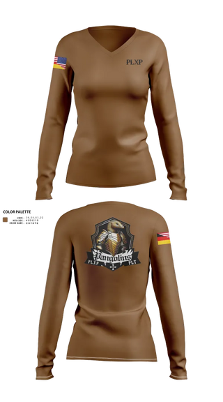 Womens Long Sleeve Vneck Shirt, PLXP PLT Pangolins, , Teamtime, Team time, sublimation, custom sports apparel, team uniforms, spirit wear, spiritwear, sports uniforms, custom shirts, team store, custom team store, fundraiser sports, apparel fundraiser