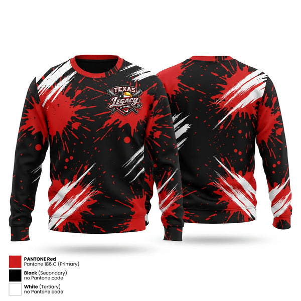 Crew Neck Sweatshirt, Texas legacy, Softball, Teamtime, Team time, sublimation, custom sports apparel, team uniforms, spirit wear, spiritwear, sports uniforms, custom shirts, team store, custom team store, fundraiser sports, apparel fundraiser
