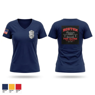 Womens Short Sleeve Vneck Shirt, Boston Fire Alarm, Fire Department, Teamtime, Team time, sublimation, custom sports apparel, team uniforms, spirit wear, spiritwear, sports uniforms, custom shirts, team store, custom team store, fundraiser sports, apparel fundraiser
