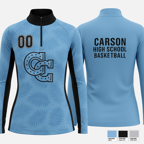 Quarter Zip Jacket, Carson High School Basketball, Women's Basketball, Teamtime, Team time, sublimation, custom sports apparel, team uniforms, spirit wear, spiritwear, sports uniforms, custom shirts, team store, custom team store, fundraiser sports, apparel fundraiser