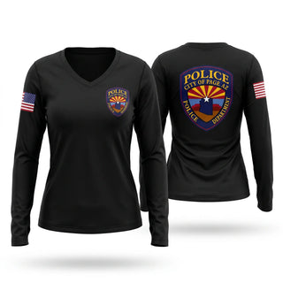 Womens Long Sleeve Vneck Shirt, Page Police, Police, Teamtime, Team time, sublimation, custom sports apparel, team uniforms, spirit wear, spiritwear, sports uniforms, custom shirts, team store, custom team store, fundraiser sports, apparel fundraiser