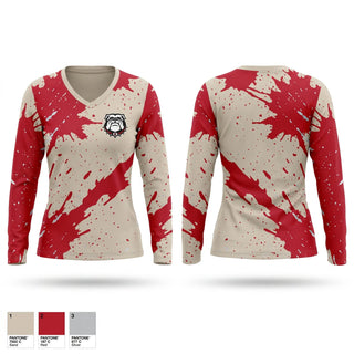 Womens Long Sleeve Vneck Shirt, Hickman County Bulldogs, , Teamtime, Team time, sublimation, custom sports apparel, team uniforms, spirit wear, spiritwear, sports uniforms, custom shirts, team store, custom team store, fundraiser sports, apparel fundraiser