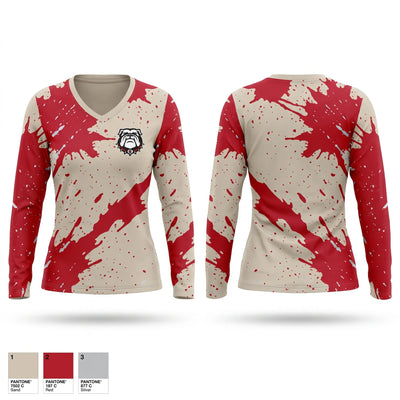 Hickman County Bulldogs Women's Long Sleeve V-neck Shirt - 1