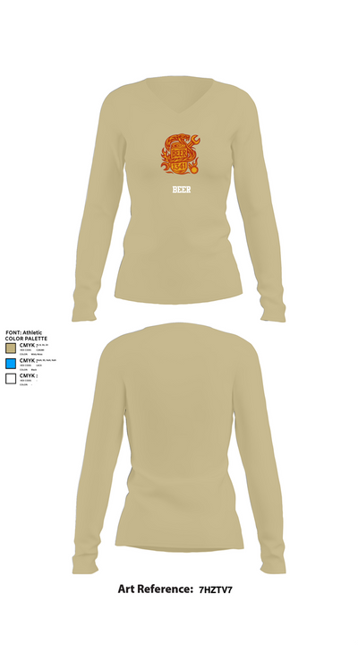 BEER 35985553 Women's Long Sleeve V-neck Shirt - 82