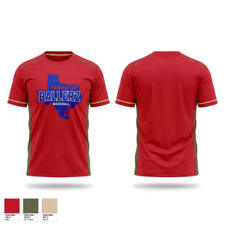 Short Sleeve Performance Shirt, Texas Ballerz, Baseball, Teamtime, Team time, sublimation, custom sports apparel, team uniforms, spirit wear, spiritwear, sports uniforms, custom shirts, team store, custom team store, fundraiser sports, apparel fundraiser
