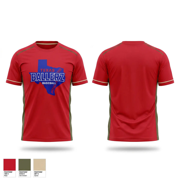 Short Sleeve Performance Shirt, Texas Ballerz, Baseball, Teamtime, Team time, sublimation, custom sports apparel, team uniforms, spirit wear, spiritwear, sports uniforms, custom shirts, team store, custom team store, fundraiser sports, apparel fundraiser