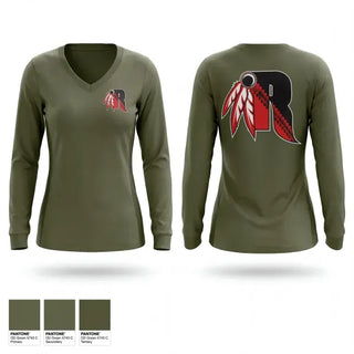 Womens Long Sleeve Vneck Shirt, Rahway Indians, Wrestling, Teamtime, Team time, sublimation, custom sports apparel, team uniforms, spirit wear, spiritwear, sports uniforms, custom shirts, team store, custom team store, fundraiser sports, apparel fundraiser