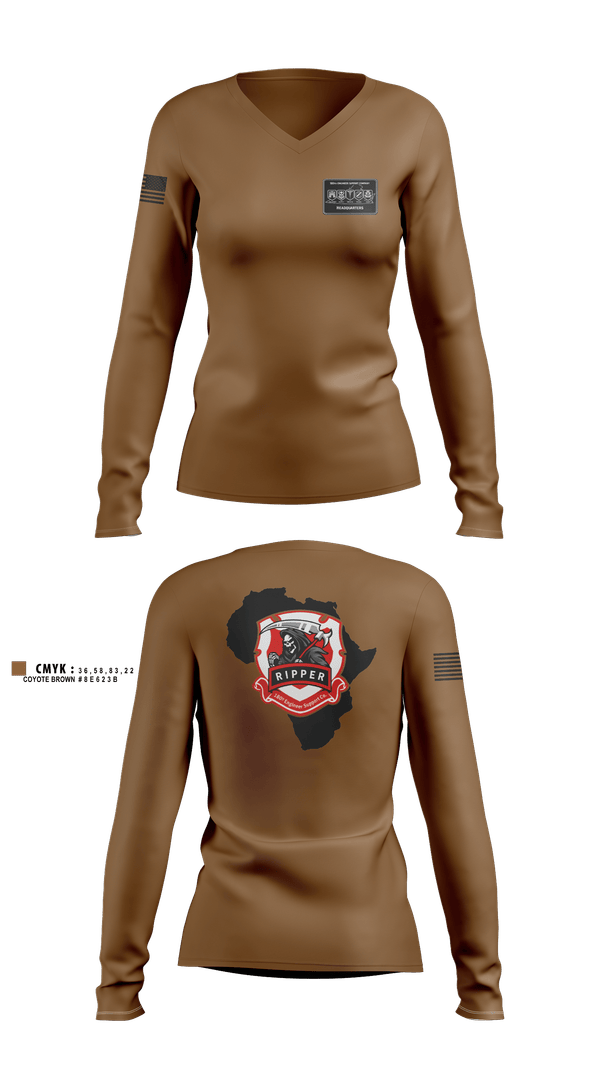 Womens Long Sleeve Vneck Shirt, 180th ESC, Army, Teamtime, Team time, sublimation, custom sports apparel, team uniforms, spirit wear, spiritwear, sports uniforms, custom shirts, team store, custom team store, fundraiser sports, apparel fundraiser