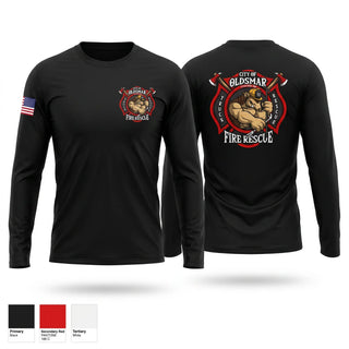 Long Sleeve Performance Shirt, Oldsmar Fire Rescue, Fire Department, Teamtime, Team time, sublimation, custom sports apparel, team uniforms, spirit wear, spiritwear, sports uniforms, custom shirts, team store, custom team store, fundraiser sports, apparel fundraiser