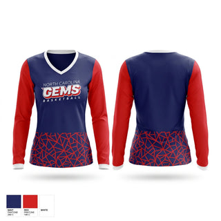 Womens Long Sleeve Vneck Shirt, NC LADY GEMS, Women's Basketball, Teamtime, Team time, sublimation, custom sports apparel, team uniforms, spirit wear, spiritwear, sports uniforms, custom shirts, team store, custom team store, fundraiser sports, apparel fundraiser