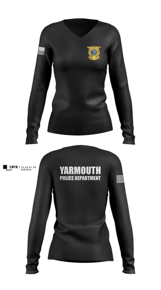 Womens Long Sleeve Vneck Shirt, YARMOUTH POLICE DEPARTMENT, Police, Teamtime, Team time, sublimation, custom sports apparel, team uniforms, spirit wear, spiritwear, sports uniforms, custom shirts, team store, custom team store, fundraiser sports, apparel fundraiser
