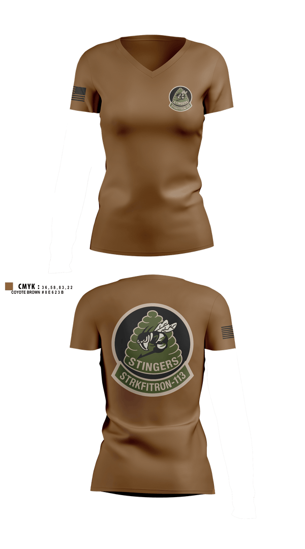 Womens Short Sleeve Vneck Shirt, VFA-113, Navy, Teamtime, Team time, sublimation, custom sports apparel, team uniforms, spirit wear, spiritwear, sports uniforms, custom shirts, team store, custom team store, fundraiser sports, apparel fundraiser