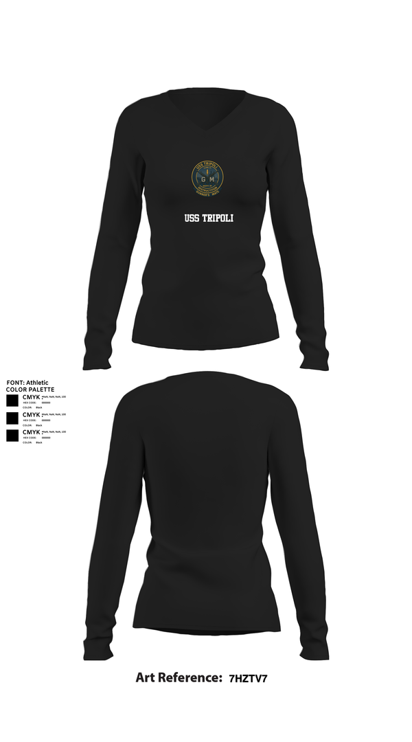 Womens Long Sleeve Vneck Shirt, USS TRIPOLI, , Teamtime, Team time, sublimation, custom sports apparel, team uniforms, spirit wear, spiritwear, sports uniforms, custom shirts, team store, custom team store, fundraiser sports, apparel fundraiser