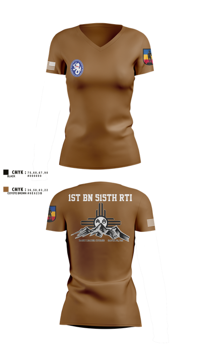 1st BN 515th RTI 17257625 Women's Short Sleeve V-neck Shirt - 5