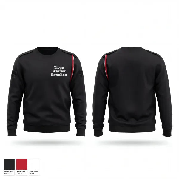 Crew Neck Sweatshirt, Tioga Warrior Battalion, Army, Teamtime, Team time, sublimation, custom sports apparel, team uniforms, spirit wear, spiritwear, sports uniforms, custom shirts, team store, custom team store, fundraiser sports, apparel fundraiser