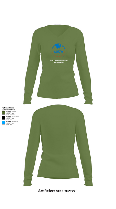 FAMILY AND MORALE, WELFARE AND RECREATION 29684136 Women's Long Sleeve V-neck Shirt - 42